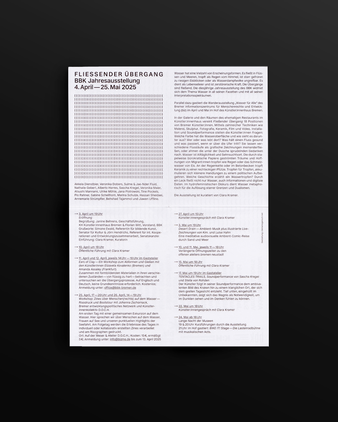 BBK Bremen Jahresausstellung 2025 Faltprogramm